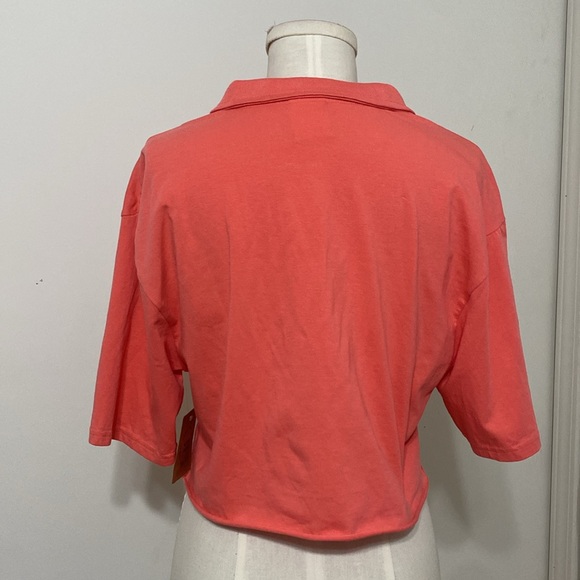 NWT Urban Rebel Cropped Collared Coral Oversized Polo Shirt Size Large - Picture 4 of 7